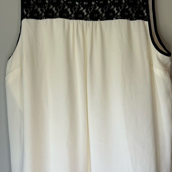 CJ Banks Off White with Black Lace Tank Top Size 1X - Picture 8 of 13